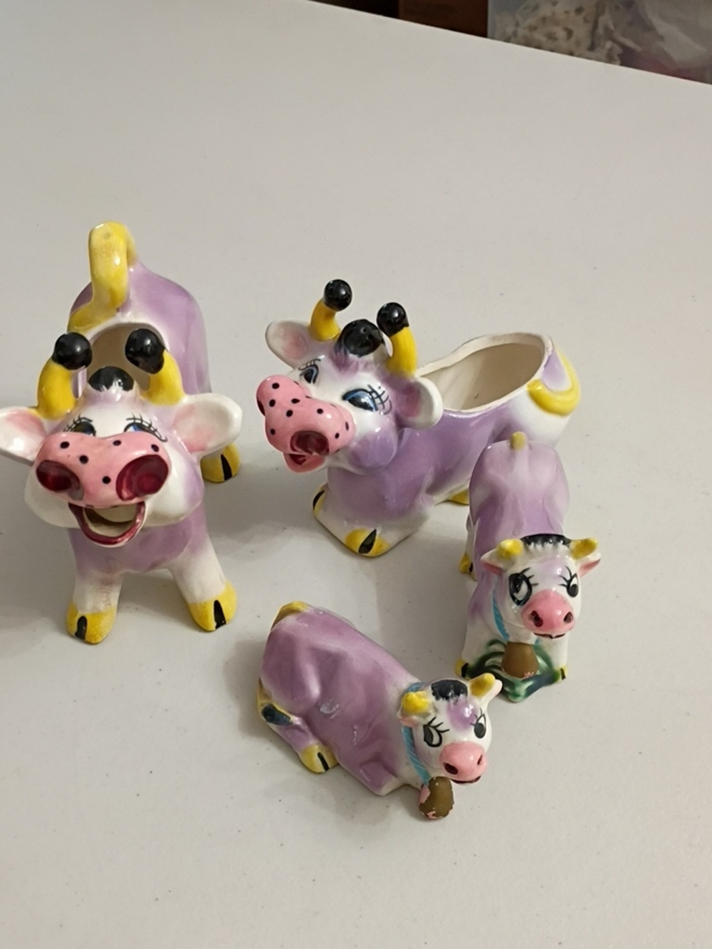Purple Ceramic Cow Dinnerware Accent Set - Decorative Serving Pieces
